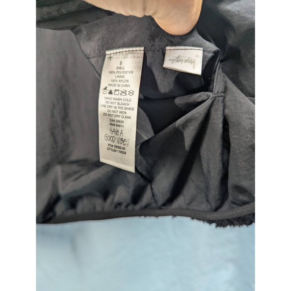 Stussy UNISEX Reversible Sherpa Black Fleece Zip Up Vest Pockets Logo Size Small - Picture 4 of 7